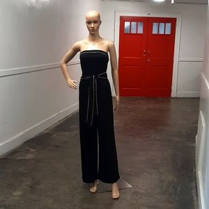 SOLD White House Black Market Black/Cream Trim,Attached Belt Size S Jumpsuit